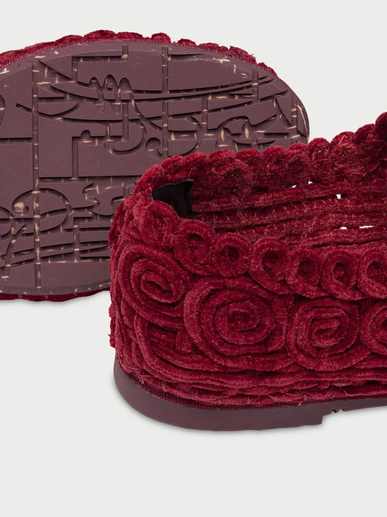Flagelus Kyra Burgundy pantofi Mary Jane velur bordo