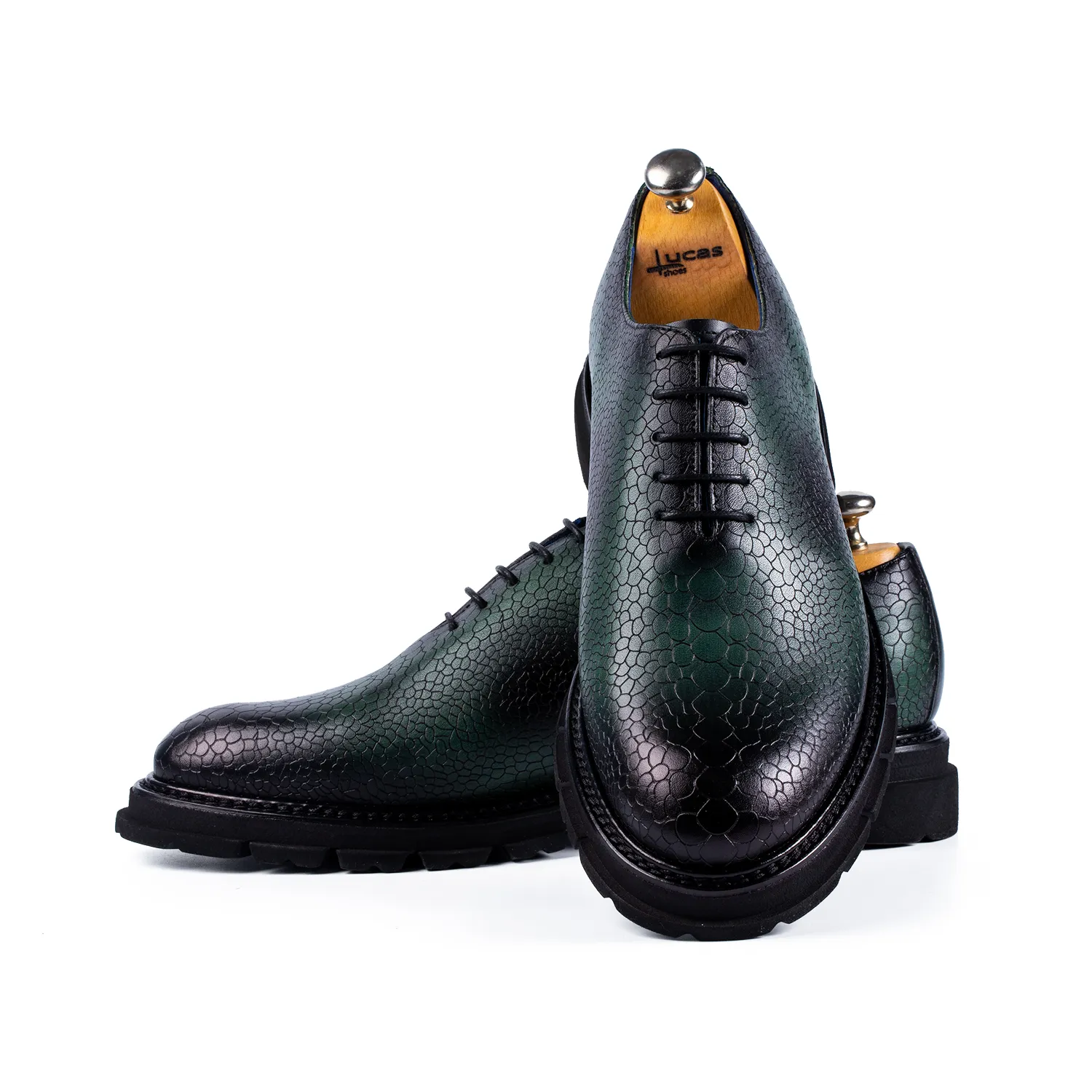 Lucas Shoes 715 pantofi eleganti piele verde