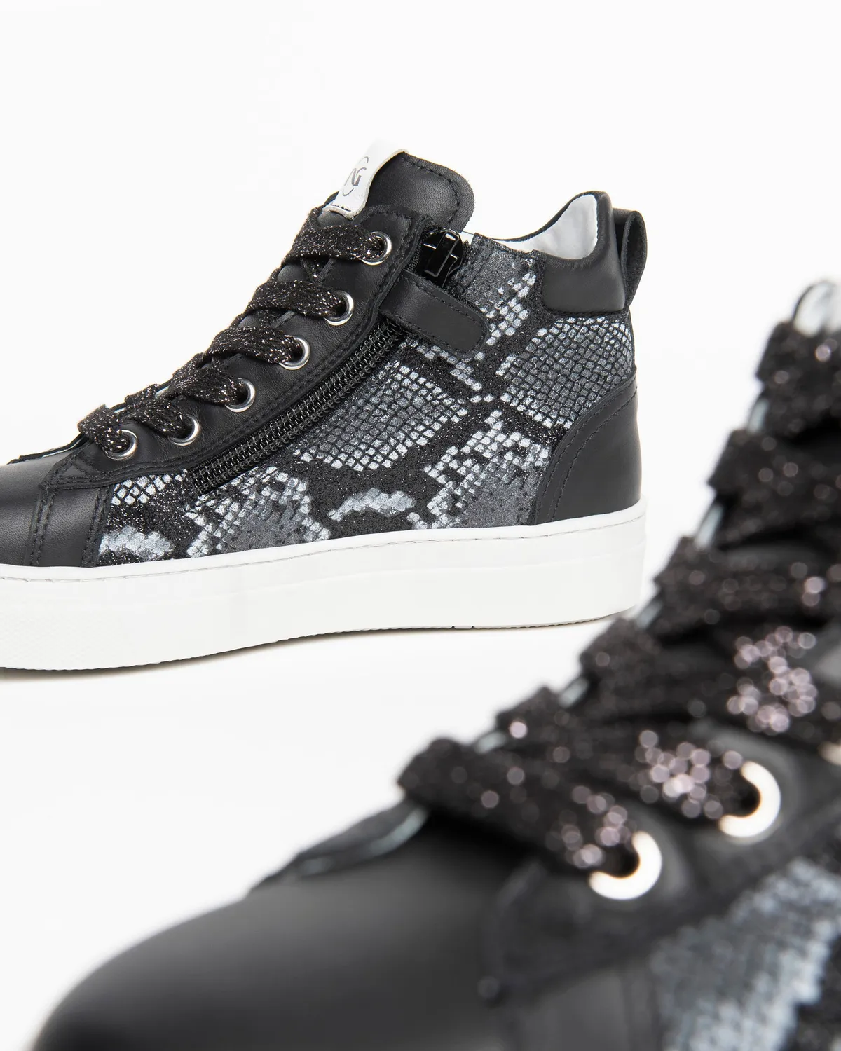 NeroGiardini sneakers fete piele animal print fermoar