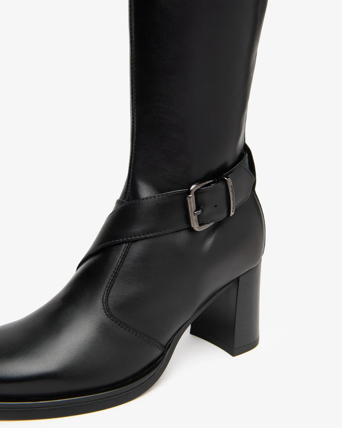 NeroGiardini cizme piele femei toc 75 mm cu catarama