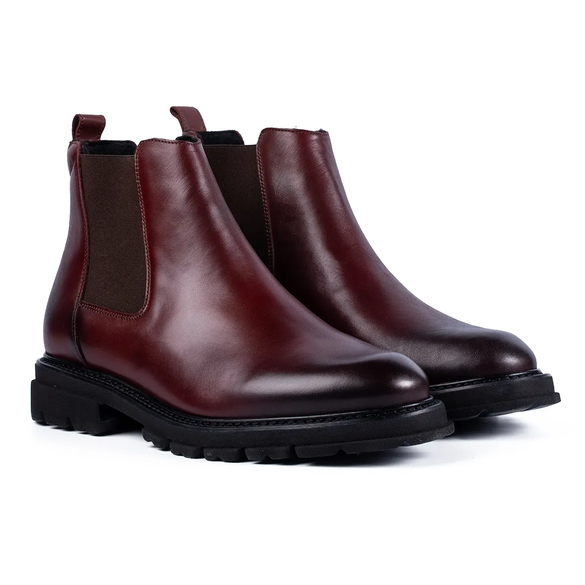 Lucas Shoes Chelsea ghete bordo piele naturala iarna