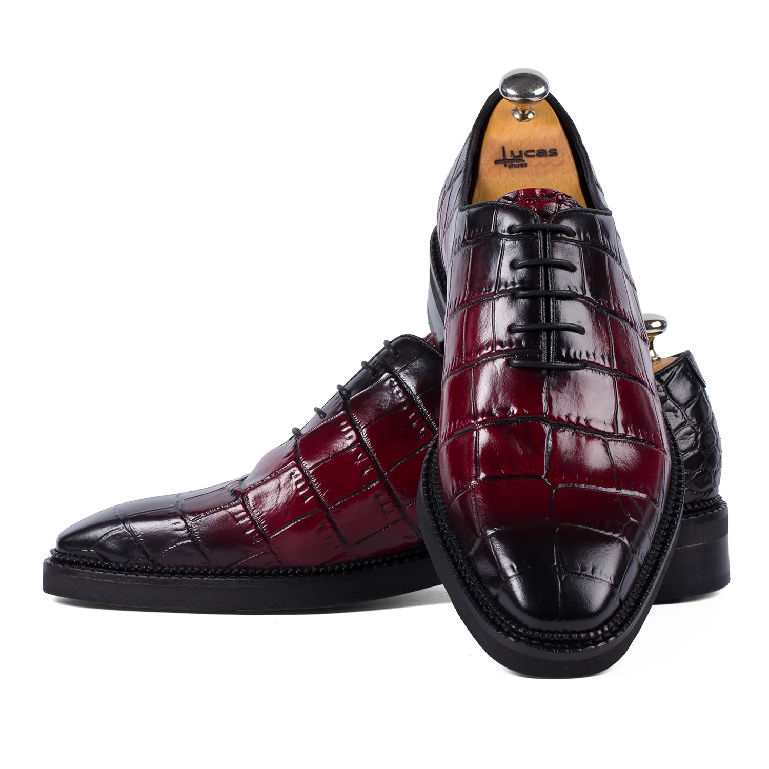 Lucas Shoes Elegant 725 Ukr Croco pantofi roșu piele naturală