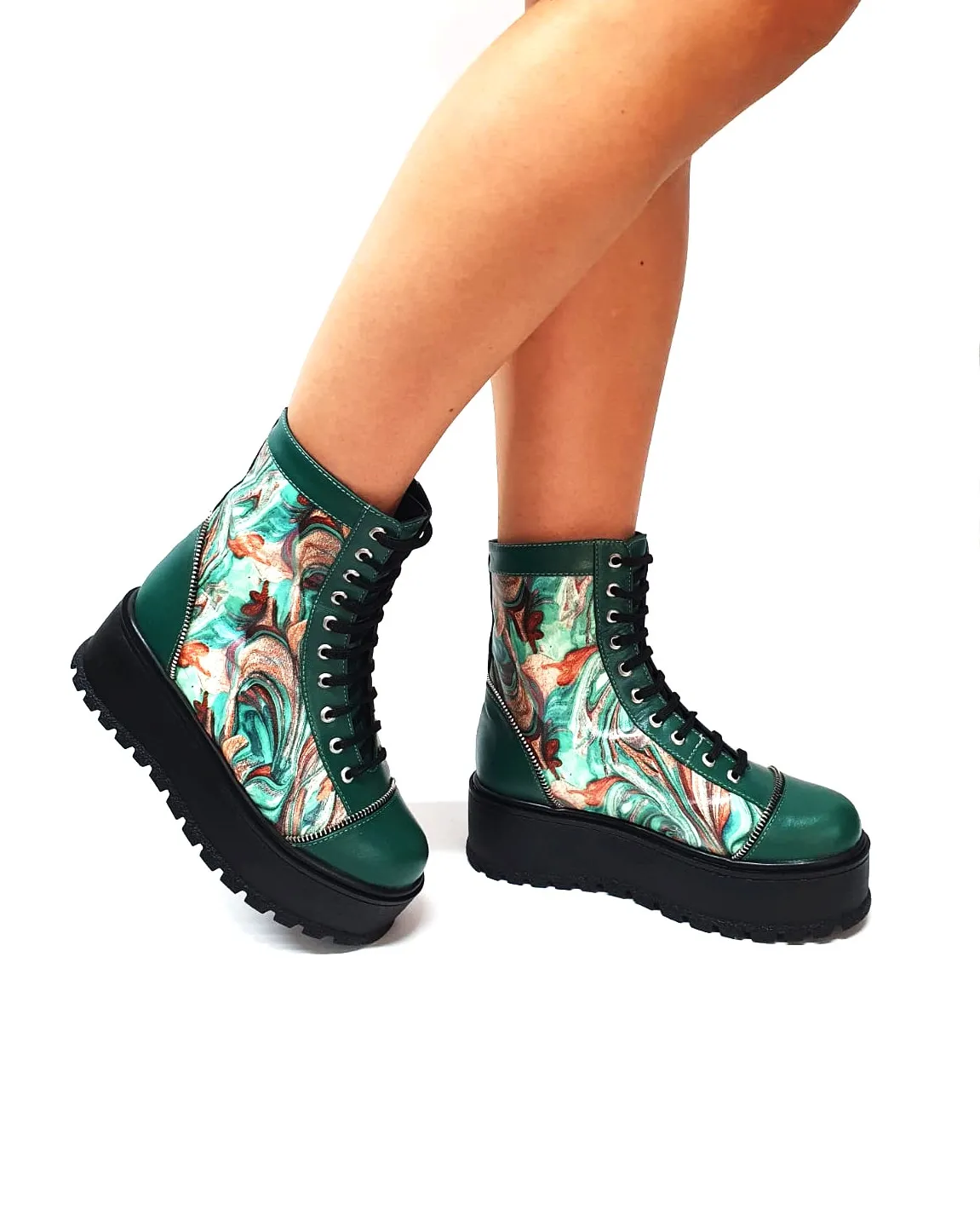 Catinca Shoes BC31 VPV bocanci dama verde piele naturala