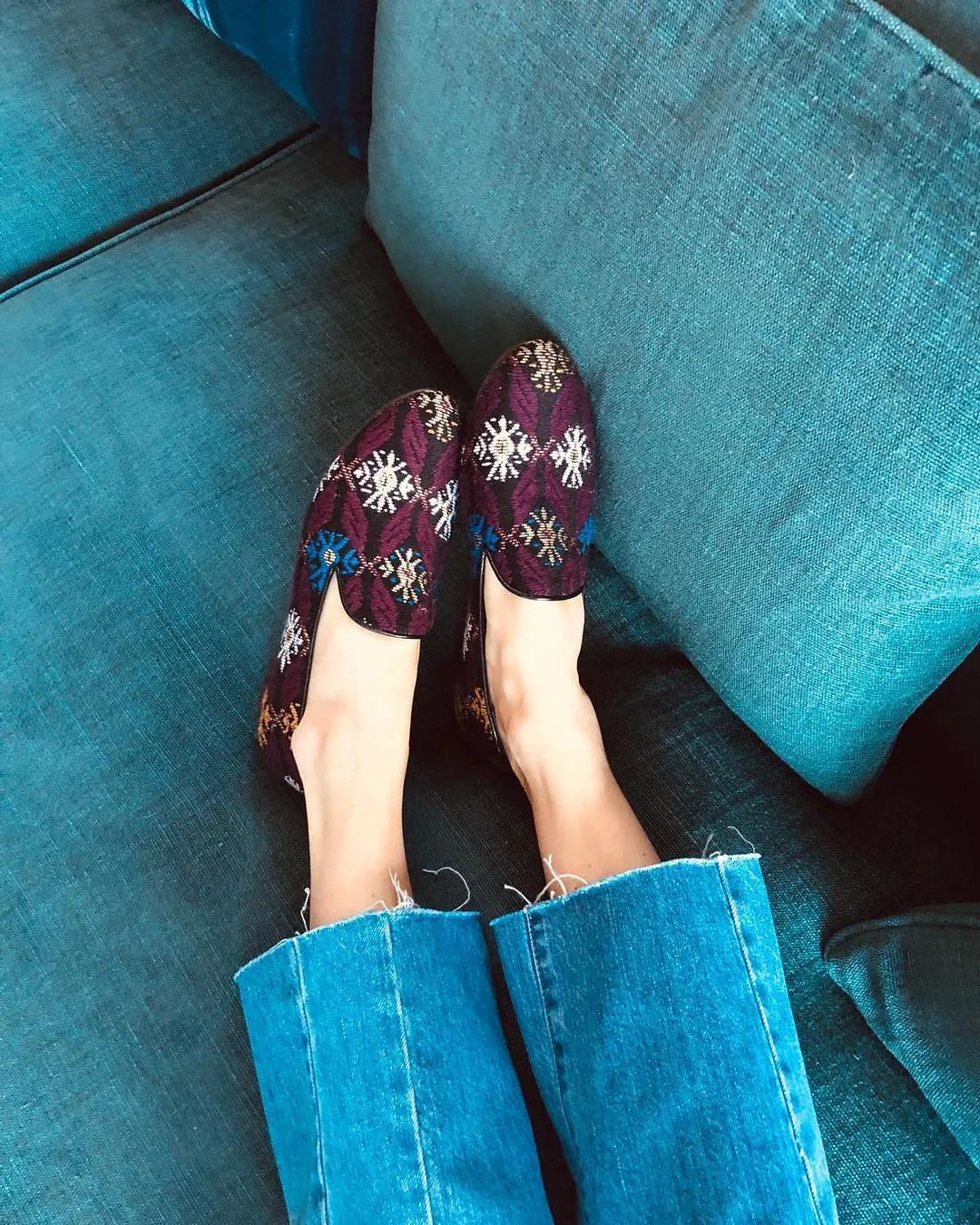 Cecilia Bringheli Positano pantofi slip-on textil ikat
