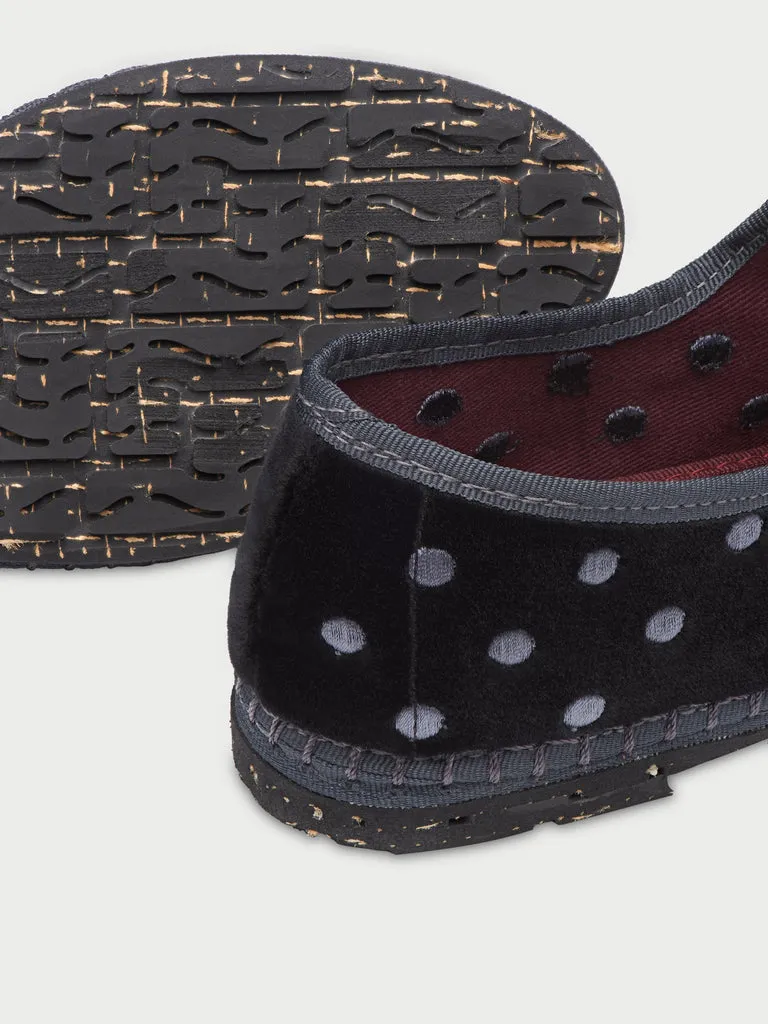 Flagelus Gray Dots pantofi Mary Jane catifea negri