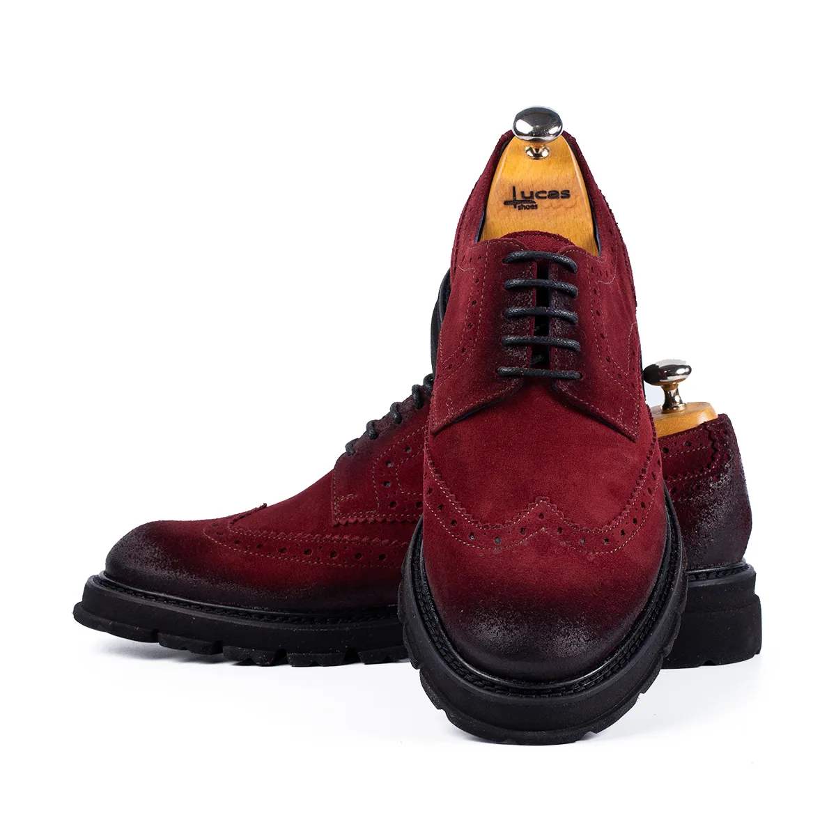 Lucas Shoes Elegant 550 pantofi rosso velur piele