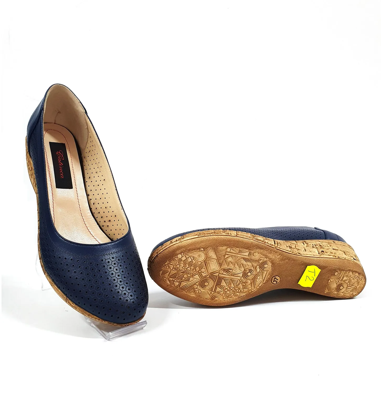 Catinca Shoes T2 BL pantofi dama perforati bleumarin piele