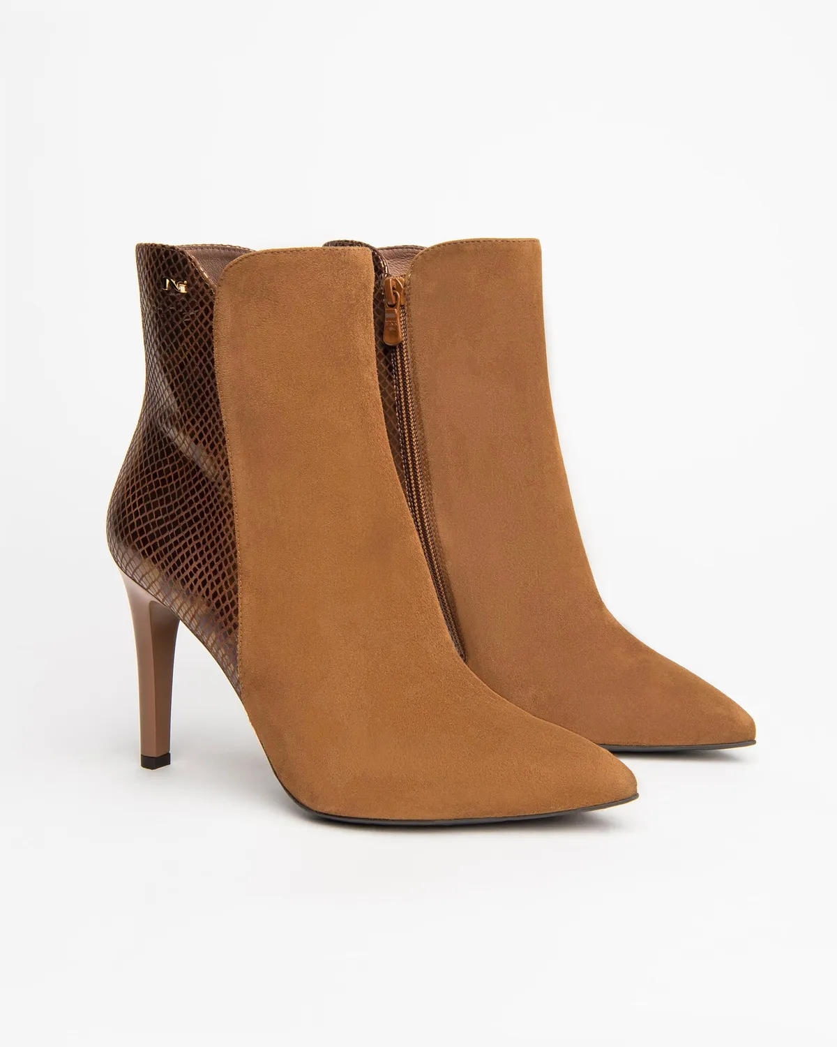 NeroGiardini Botine Dama Piele Toc Animal Print