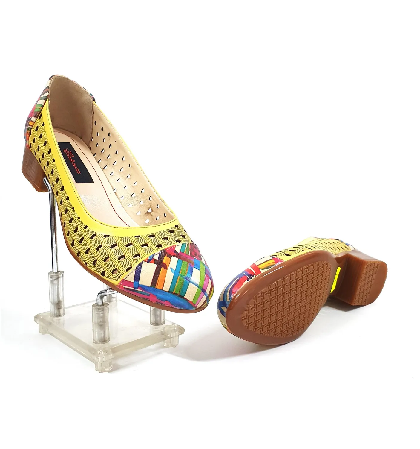 Catinca Shoes T11 GLC pantofi dama perforati piele galben