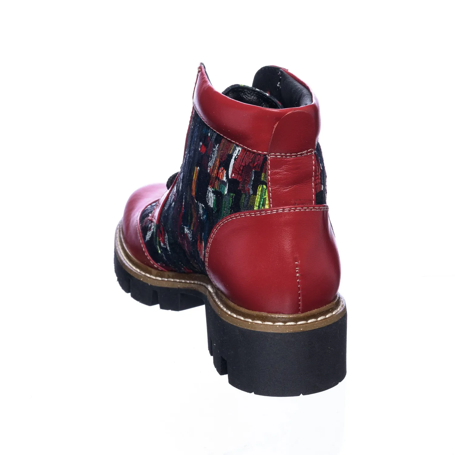 Catinca Shoes BC28 RBP bocanci dama piele naturala rosu pictura