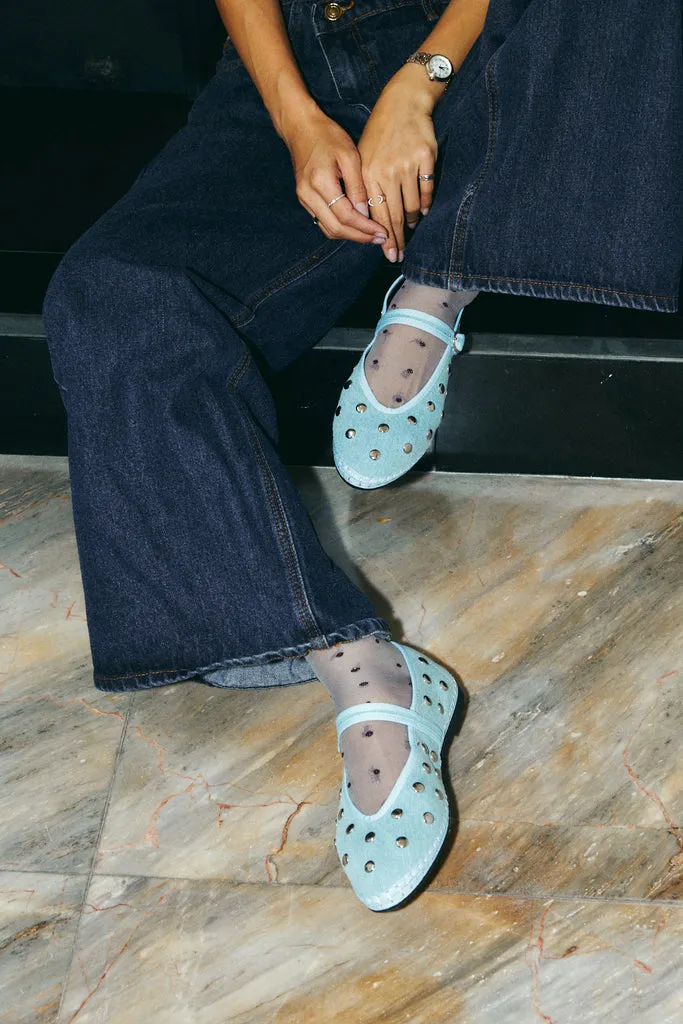 Flagelus Mae Silver Light Denim balerini denim