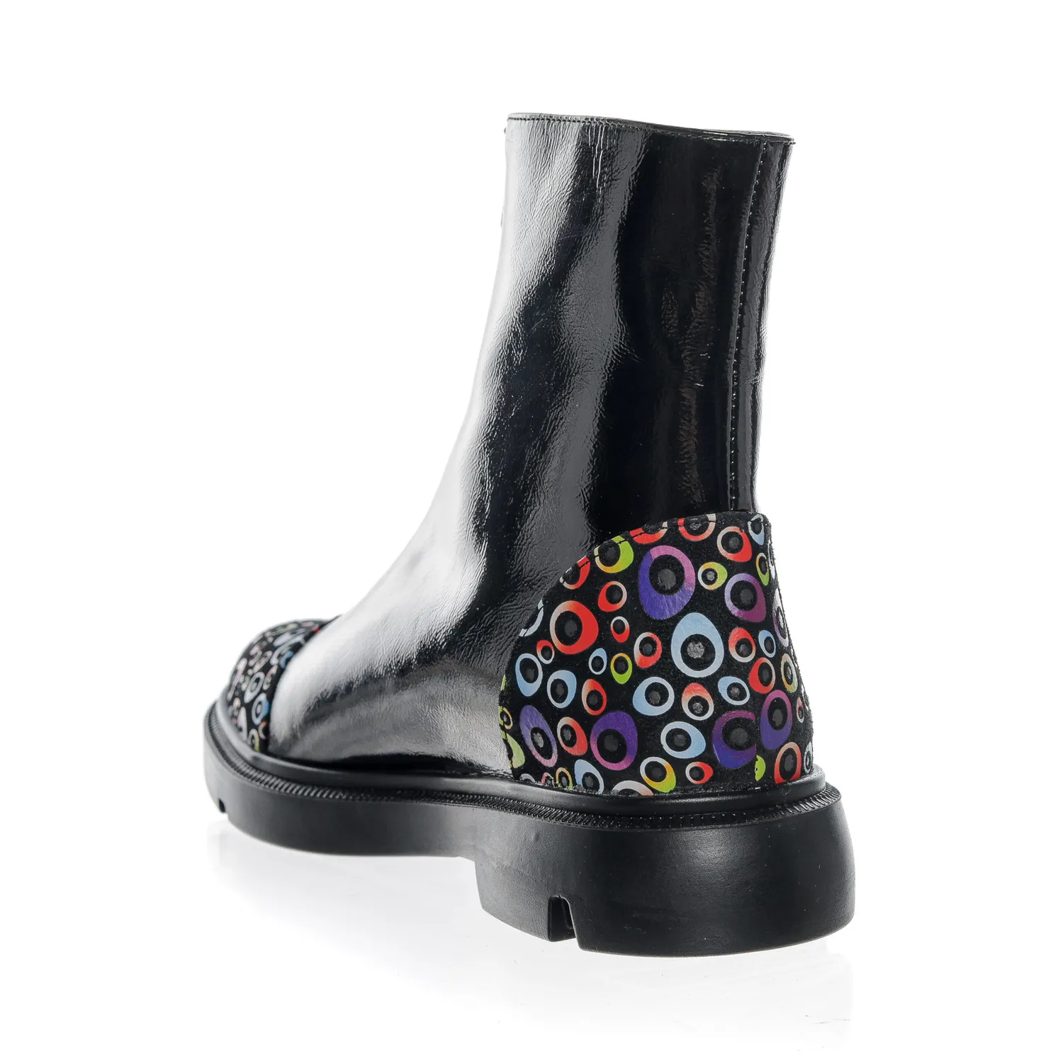 Catinca Shoes BC25 NLPC bocanci lac negru pătrățele