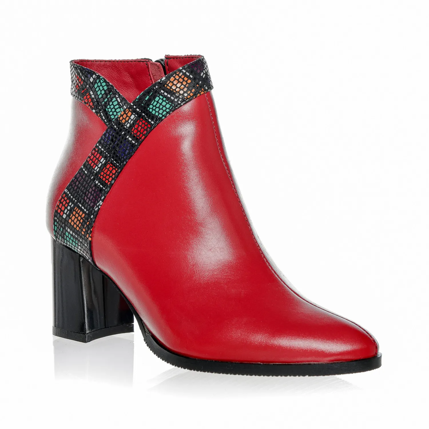 Catinca Shoes GX44 ghete dama piele rosii patratele
