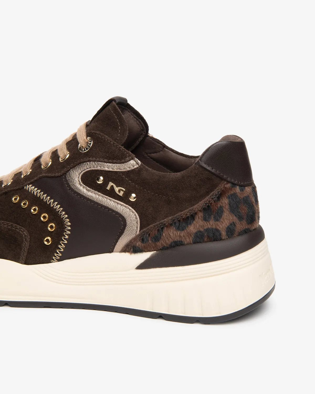 NeroGiardini sneakers damă piele întoarsă talpă înaltă