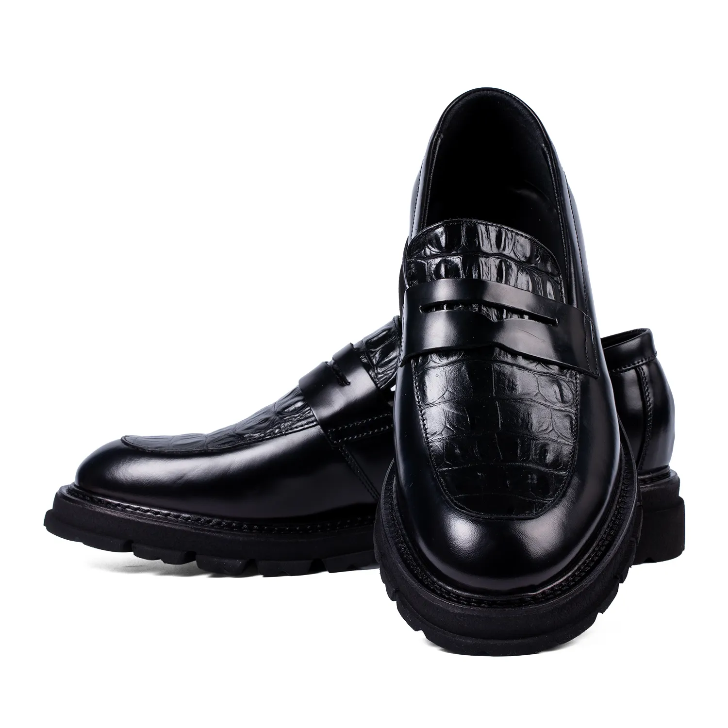 Lucas Shoes Ezra Ukr mocasini piele negru croco