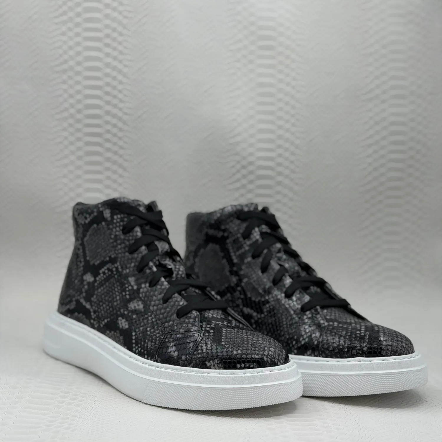 Lucas Shoes 855 A Snake ghete gri piele naturala