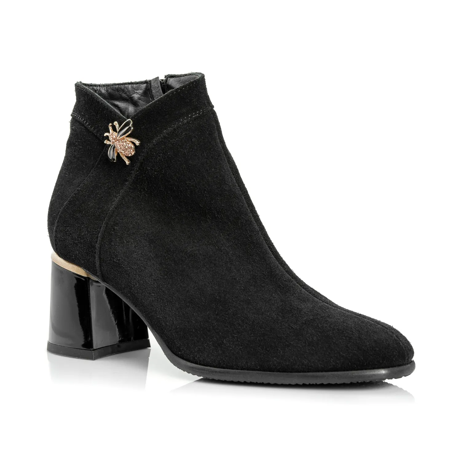 Catinca Shoes G441 NA ghete damă piele negru antilopă
