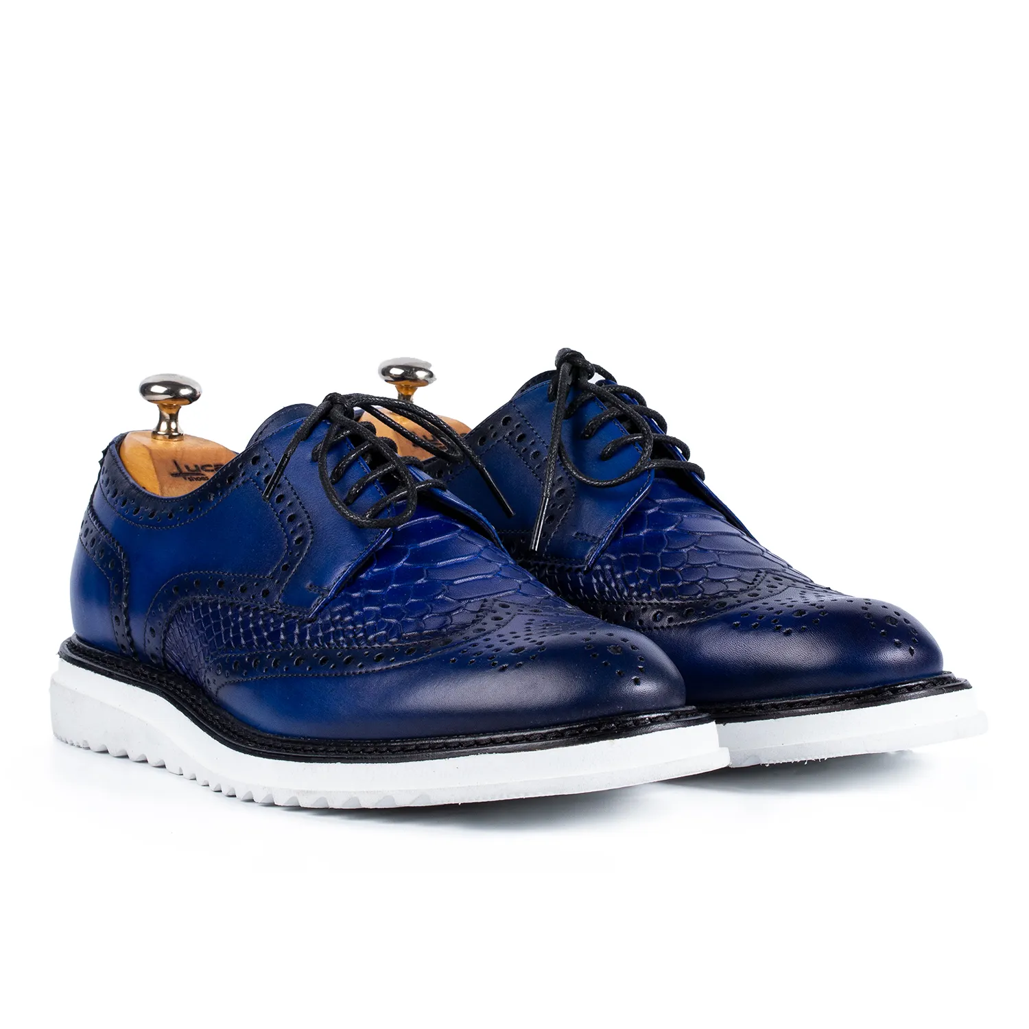 Lucas Shoes Casual 555 Azuro Crocco pantofi barbati piele