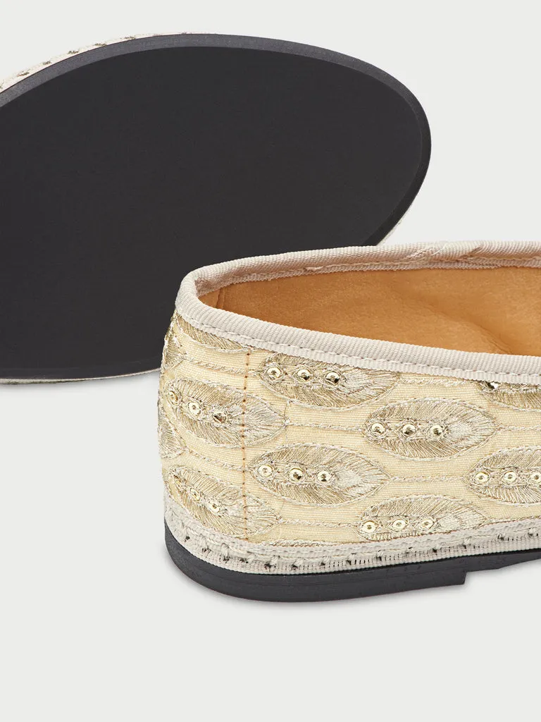 Flagelus Smoking Silk Golden mocasini argintiu broderie