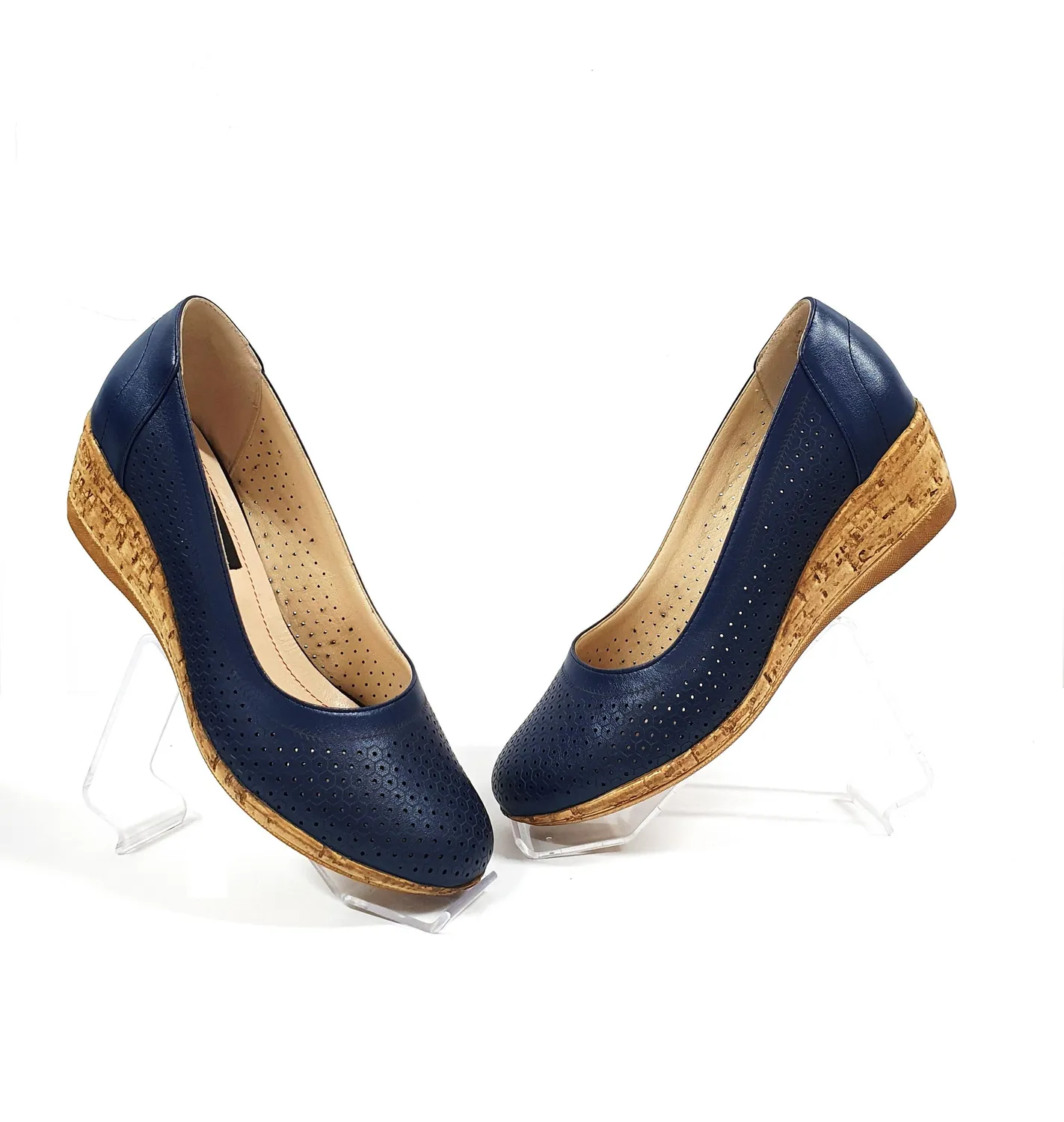 Catinca Shoes T2 BL pantofi dama perforati bleumarin piele