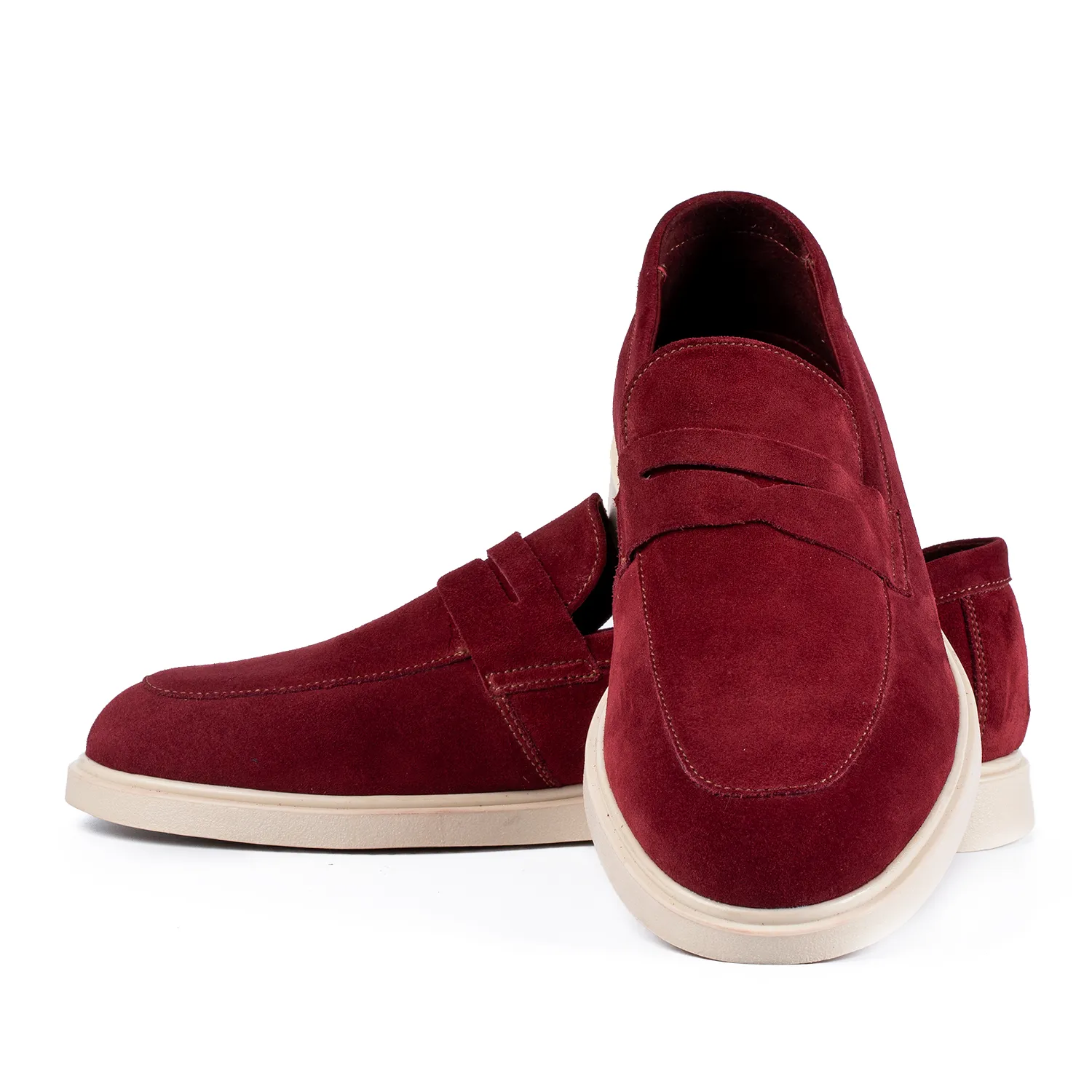 Lucas Shoes Ezra mocasini rosso velur barbati