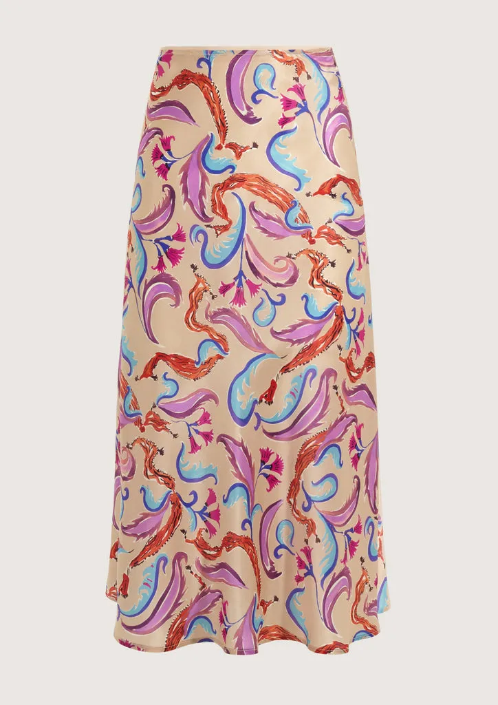 Flagelus Cristobal Roller Nude Skirt fusta midi matase
