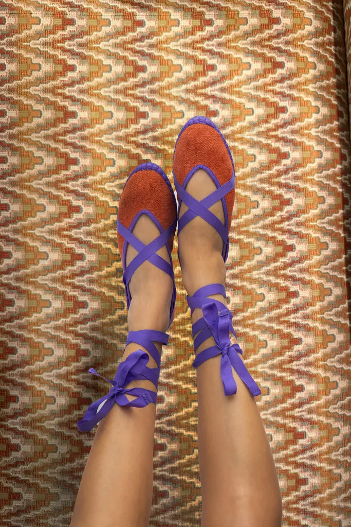Flagelus Ribbon Linen Teja espadrile portocaliu