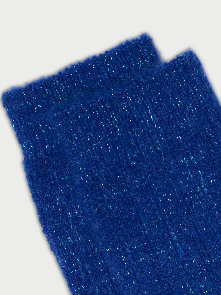 Flagelus Crown and Crotchet Navy sosete albastre cu sclipici