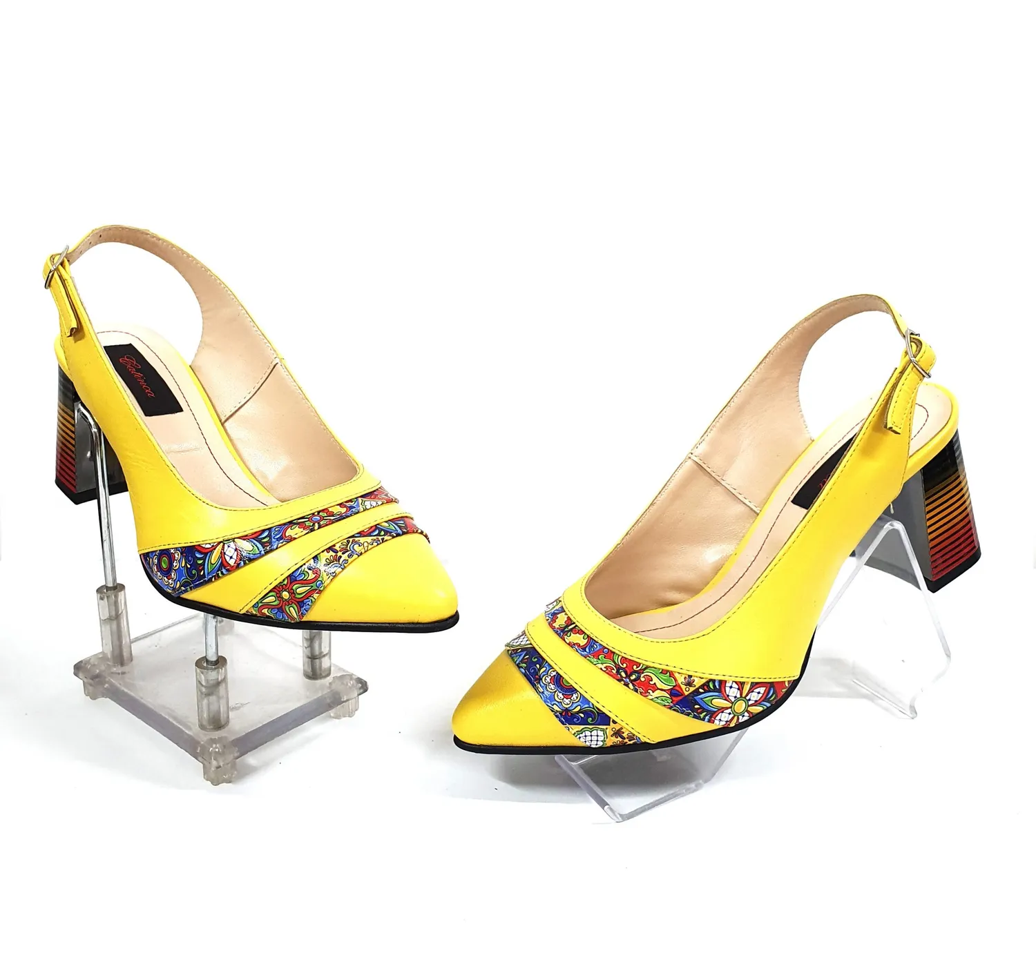 Catinca Shoes A101 GM3D sandale dama piele galben mozaic 3D