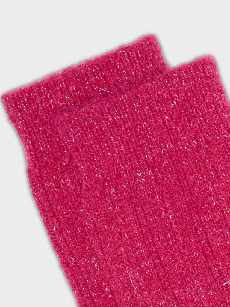 Flagelus Crown and Crotchet Pink sosete roz sclipici