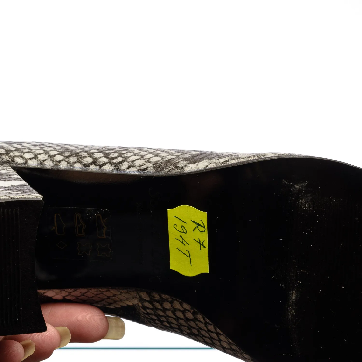 Catinca Shoes R7 SAN pantofi piele sarpe alb negru