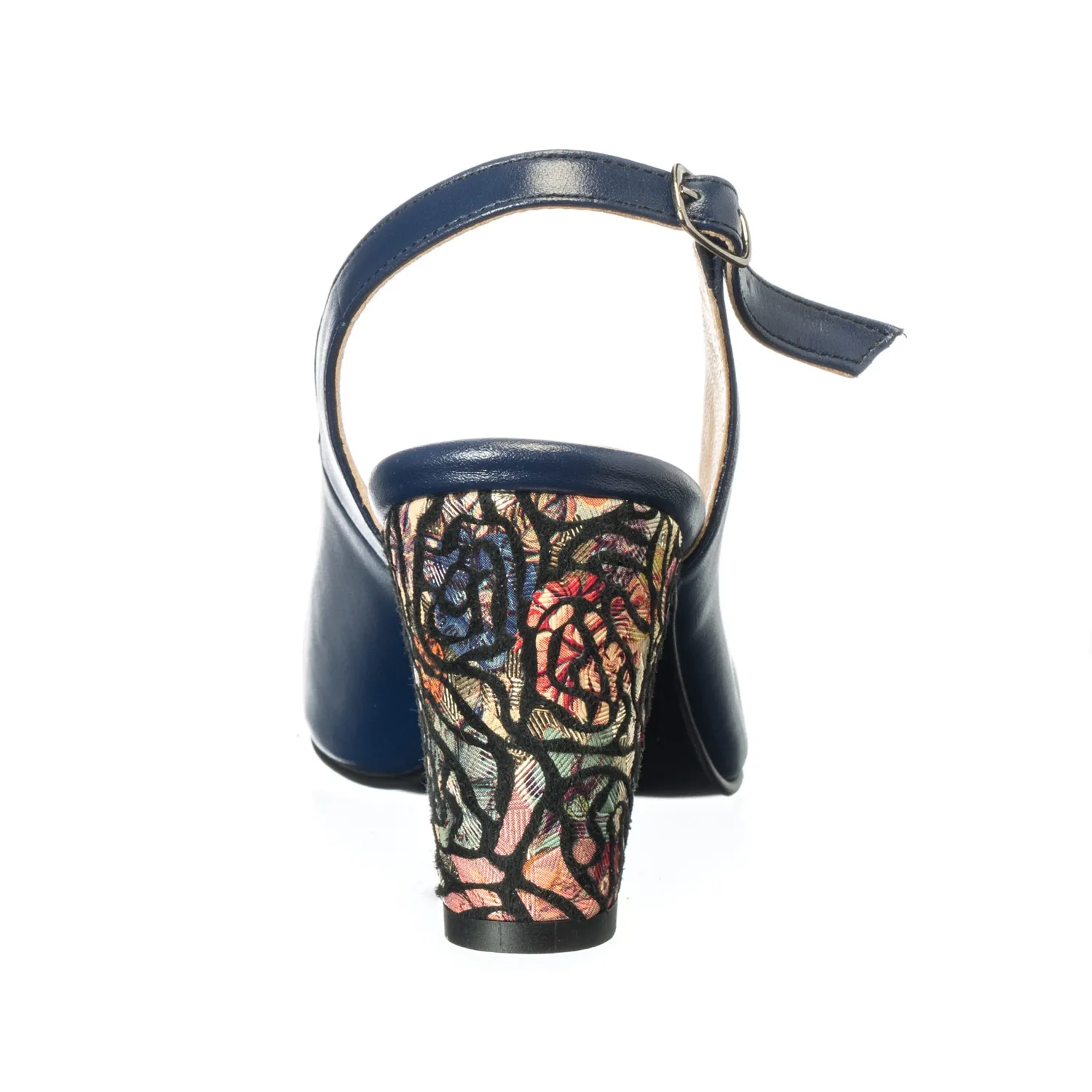 Catinca Shoes F5 BTR sandale dama piele bleumarin flori