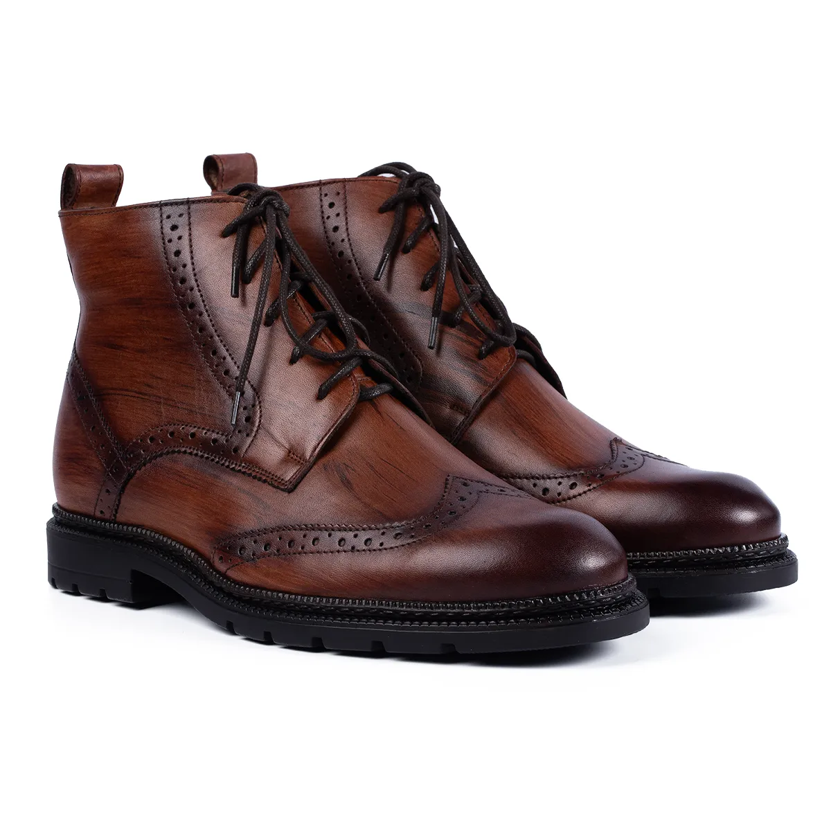 Lucas Shoes 850 Gross ghete coniac patina piele