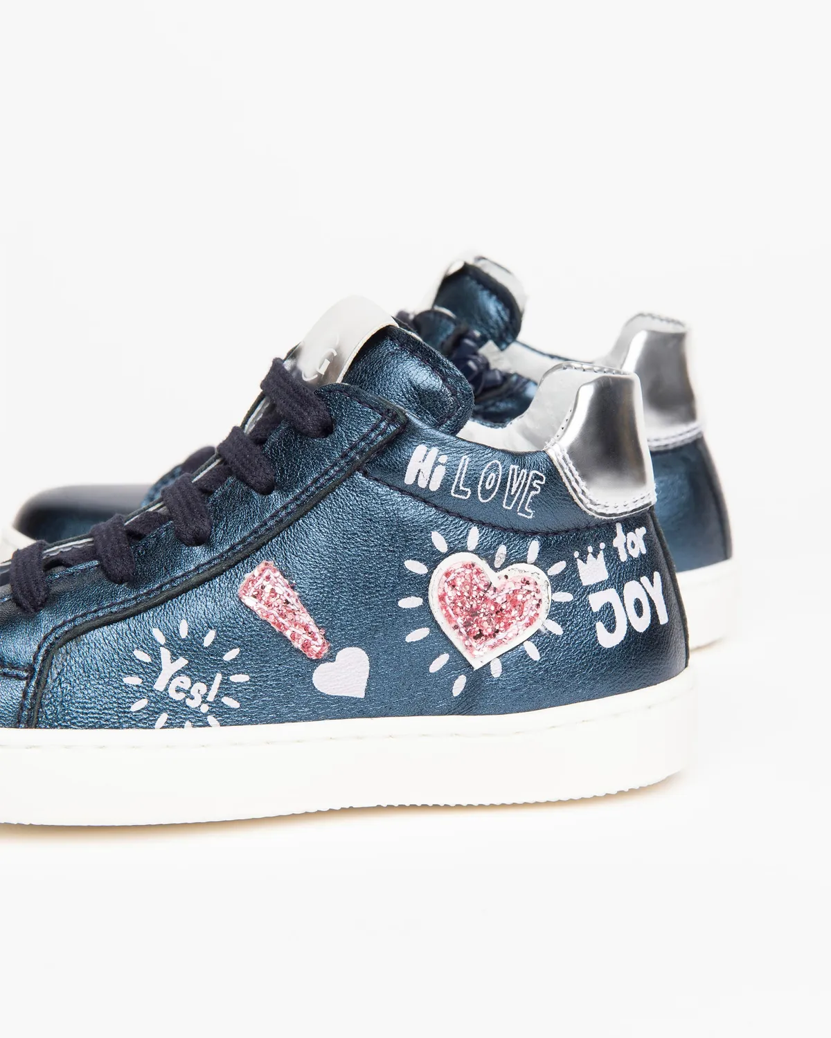 NeroGiardini sneakers piele fete cu sclipici si fermoar
