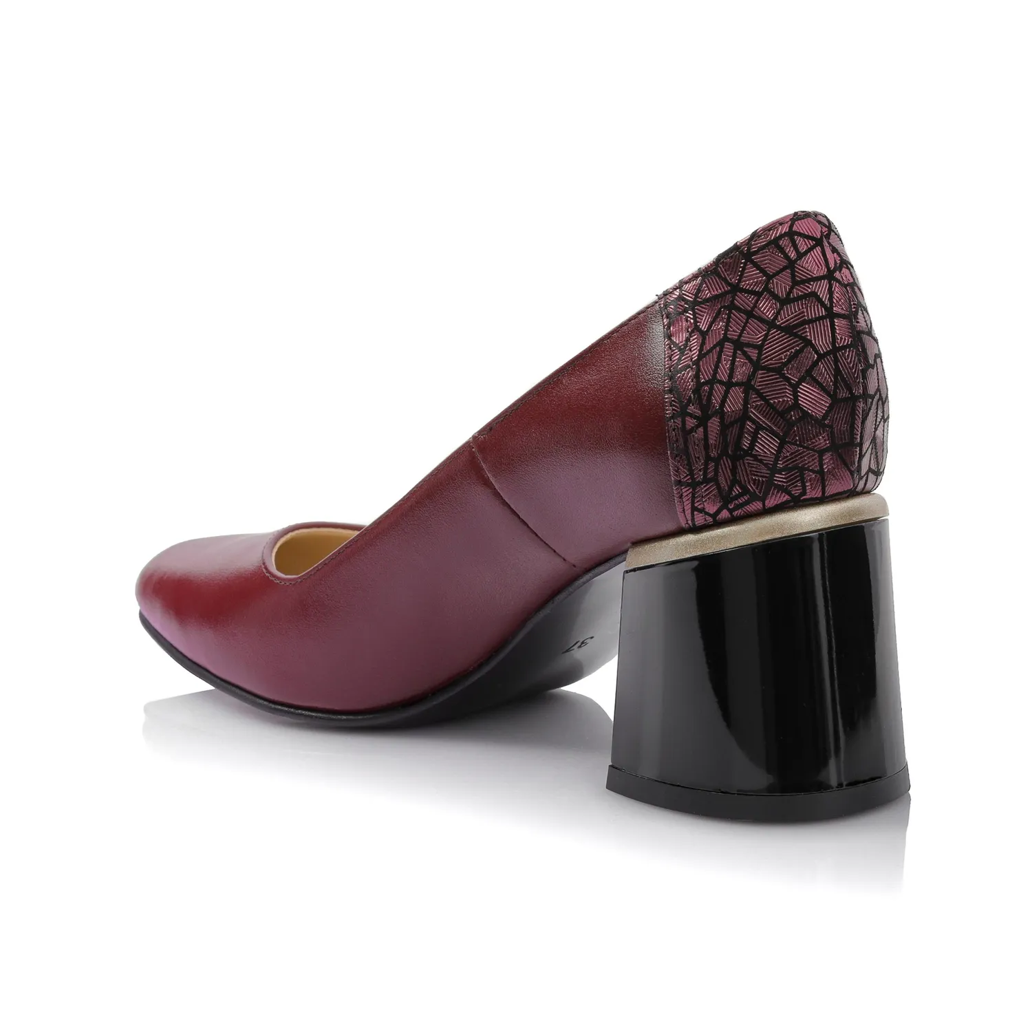 Catinca Shoes A64 BM pantofi dama piele naturala bordo mozaic