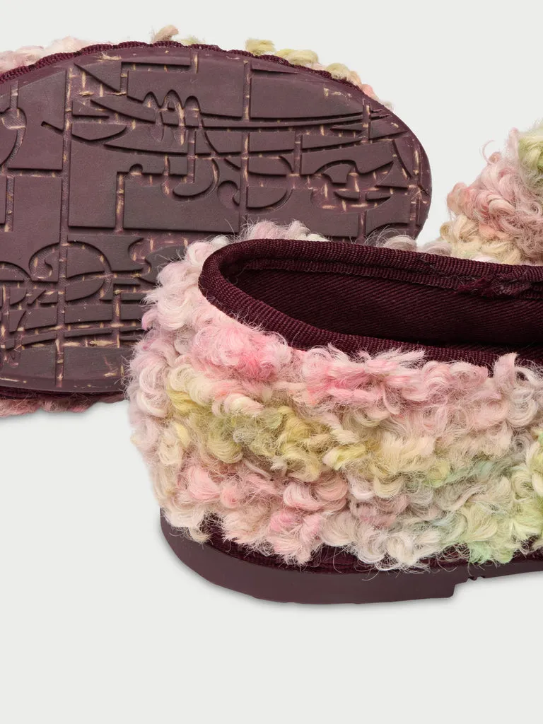 Flabelus Mafalda Sherpy Pink pantofi lana multicolor