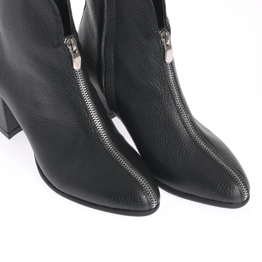 Ana Urbana Natalia botine piele negre toc gros