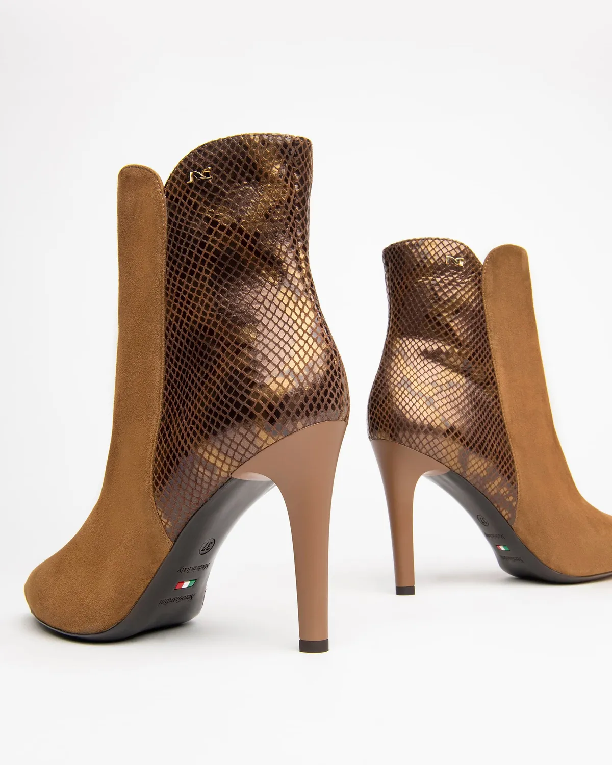 NeroGiardini Botine Dama Piele Toc Animal Print