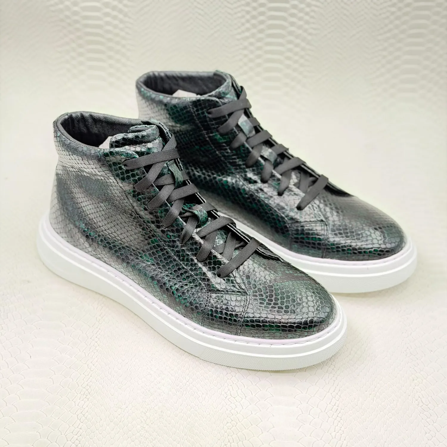 Lucas Shoes 855 A Snake ghete bărbați verde piele