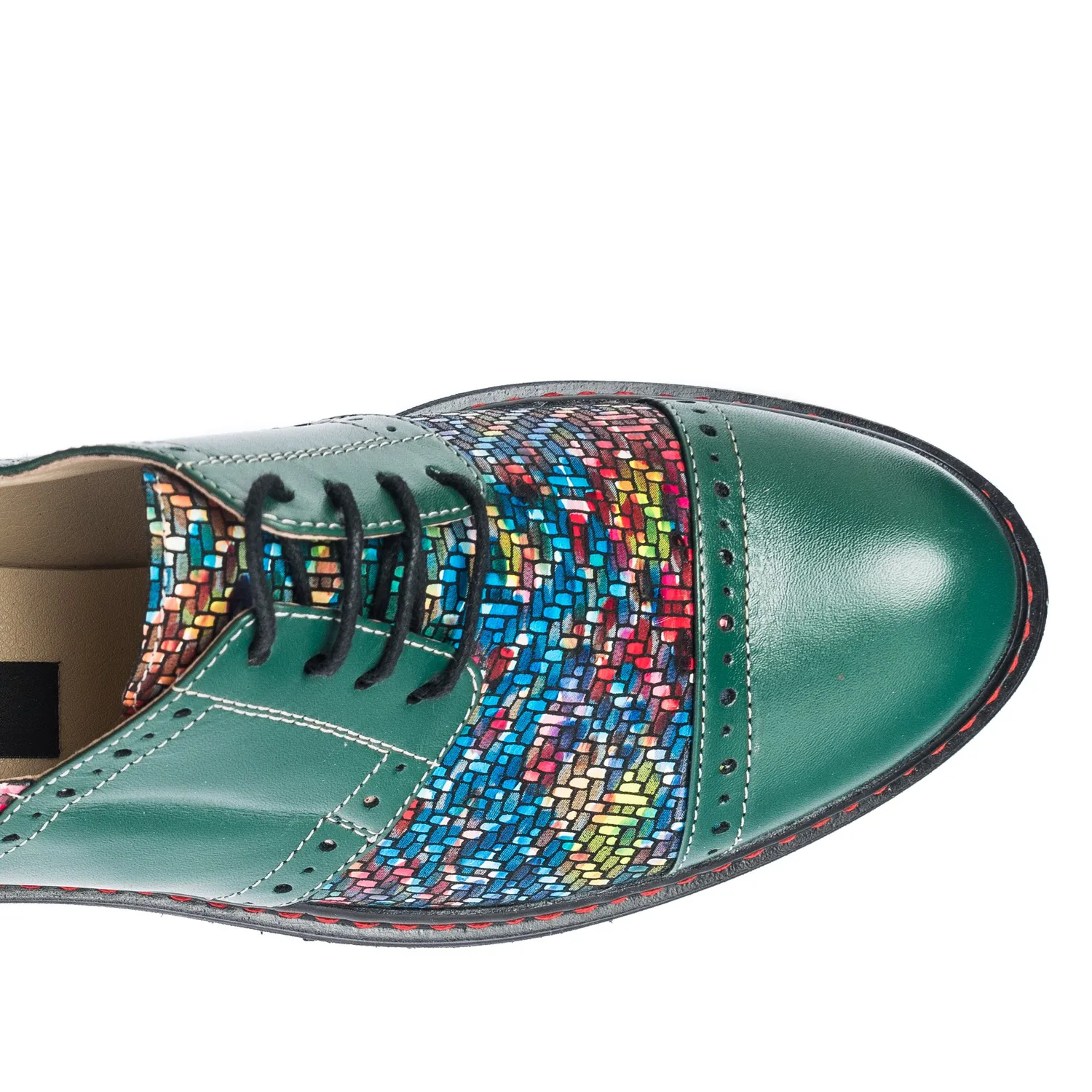 Catinca Shoes G26 VM pantofi dama piele naturala verde mozaic