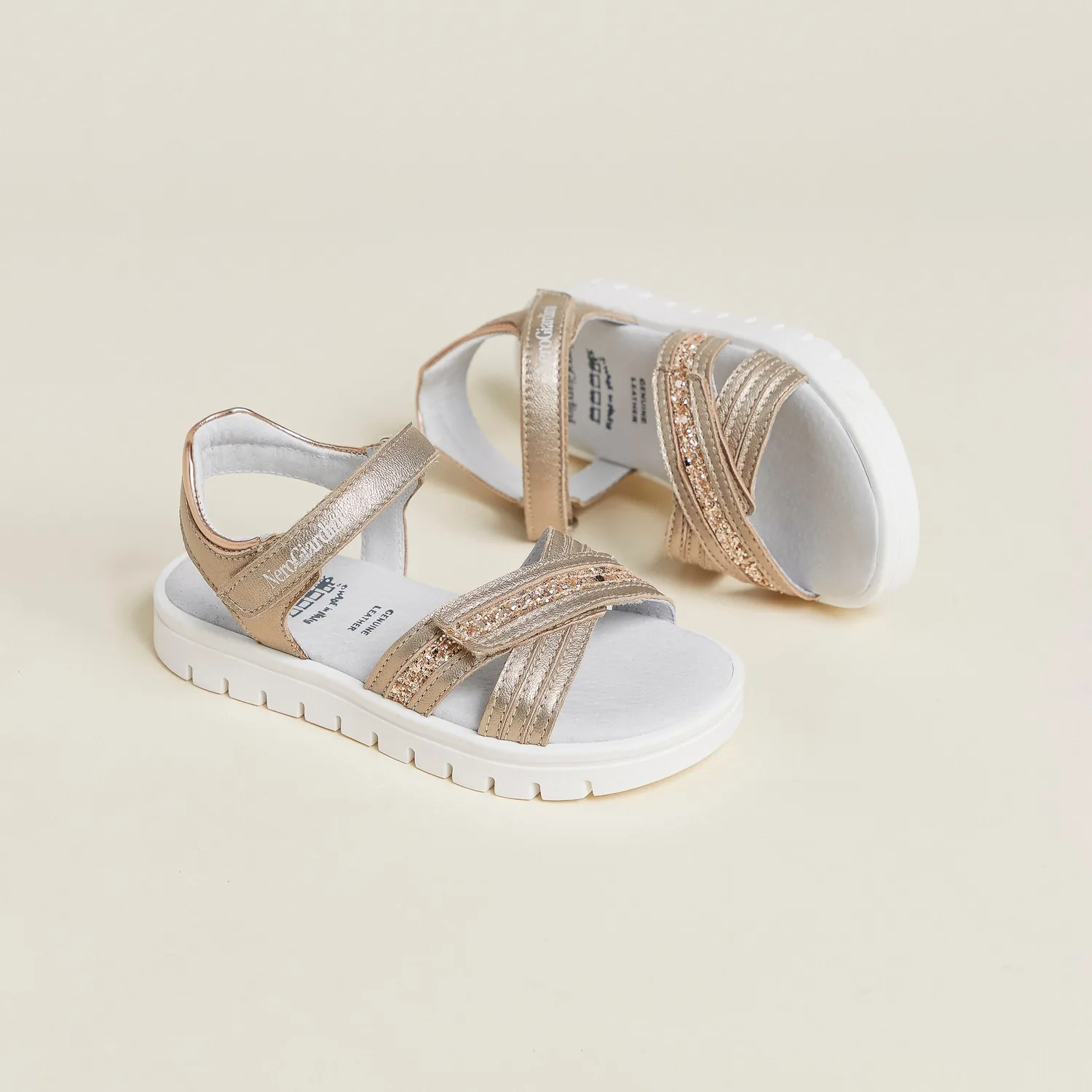 NeroGiardini Junior sandale fete piele textil