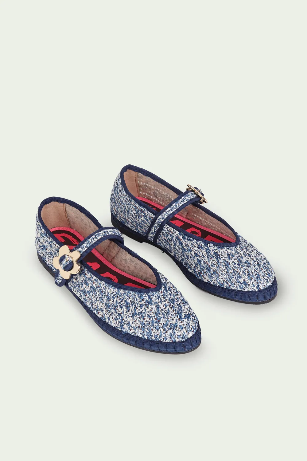 Flagelus Pierre Braid Navy balerini rafie bleumarin