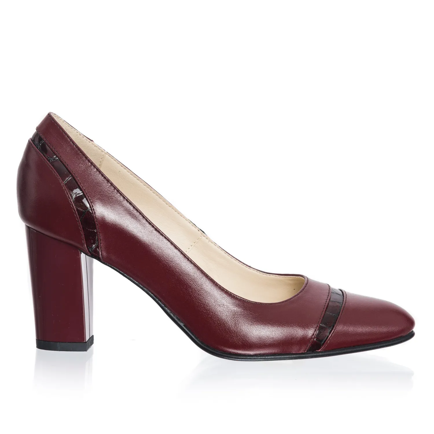 Catinca Shoes 2693 BC pantofi dama bordo croco piele naturala