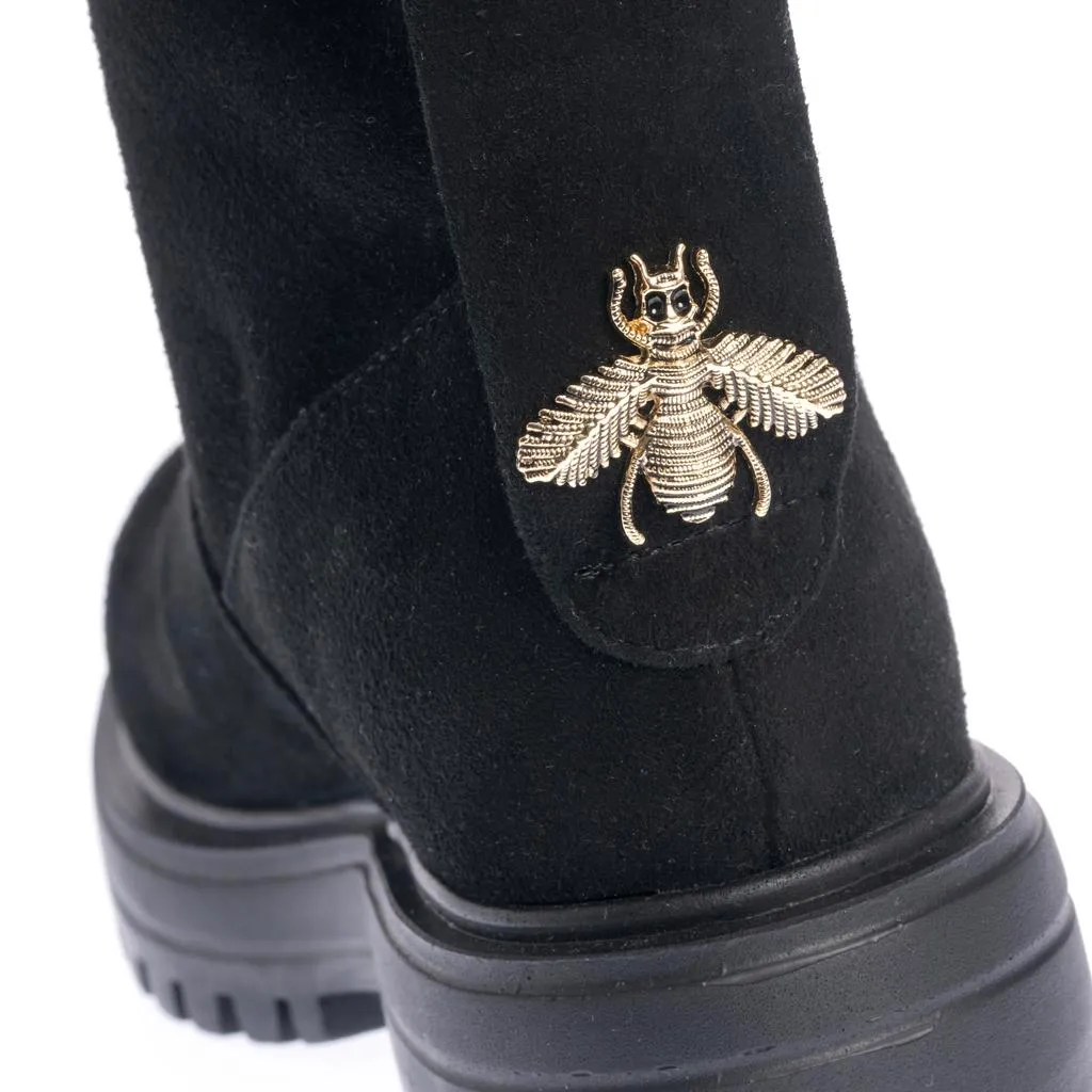 Ana Urbana Shoes Freya ghete negre piele întoarsă