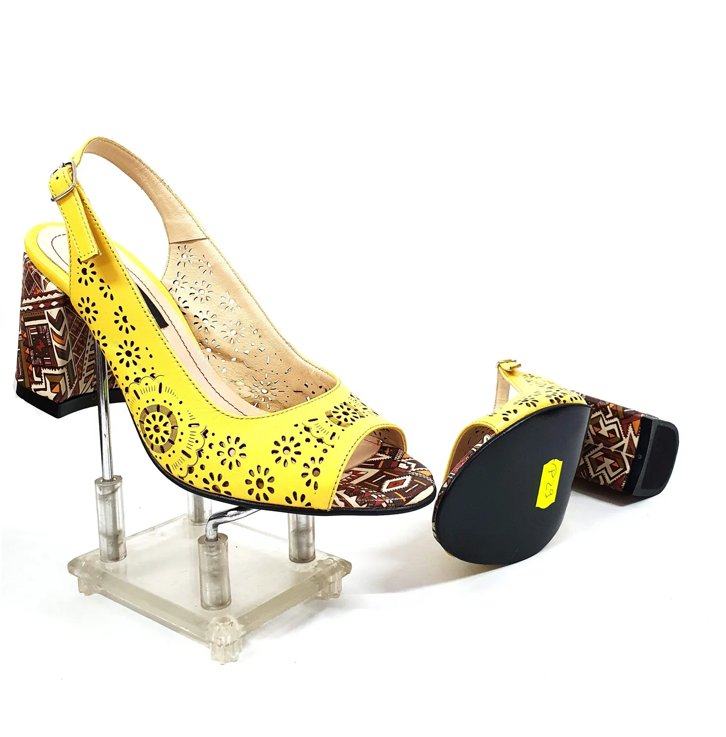 Catinca Shoes P29 GTMT sandale dama piele naturala galben toc