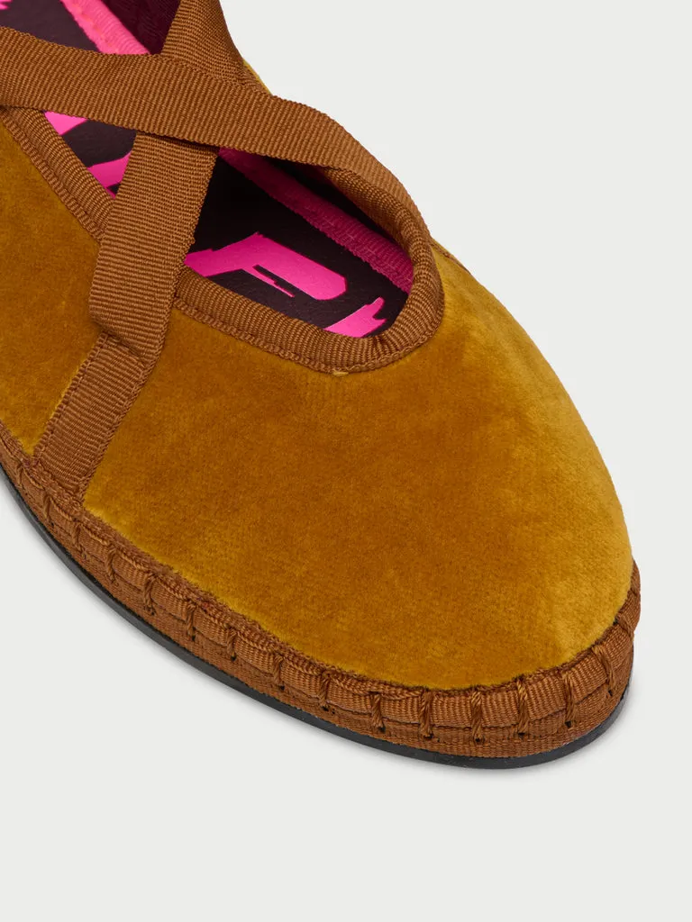 Flagelus Ribbon Amaranta slipper muștar catifea