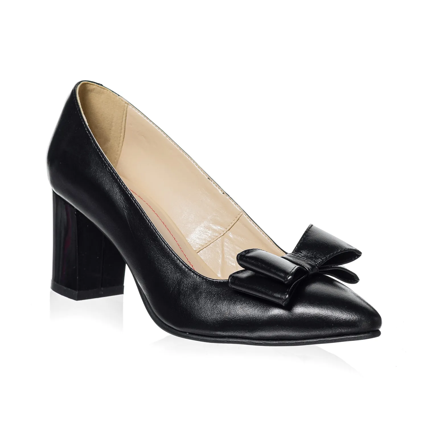 Catinca Shoes A20 pantofi dama piele negru funda
