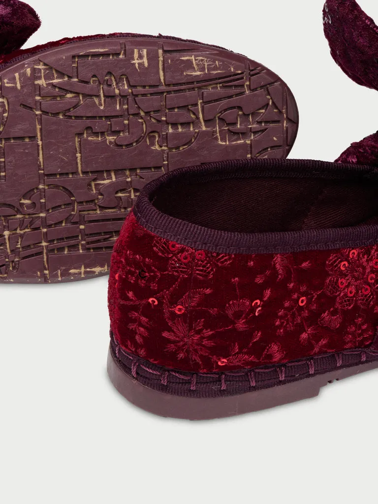 Flagelus Lyra Sylva Burgundy papuci visinii brodati