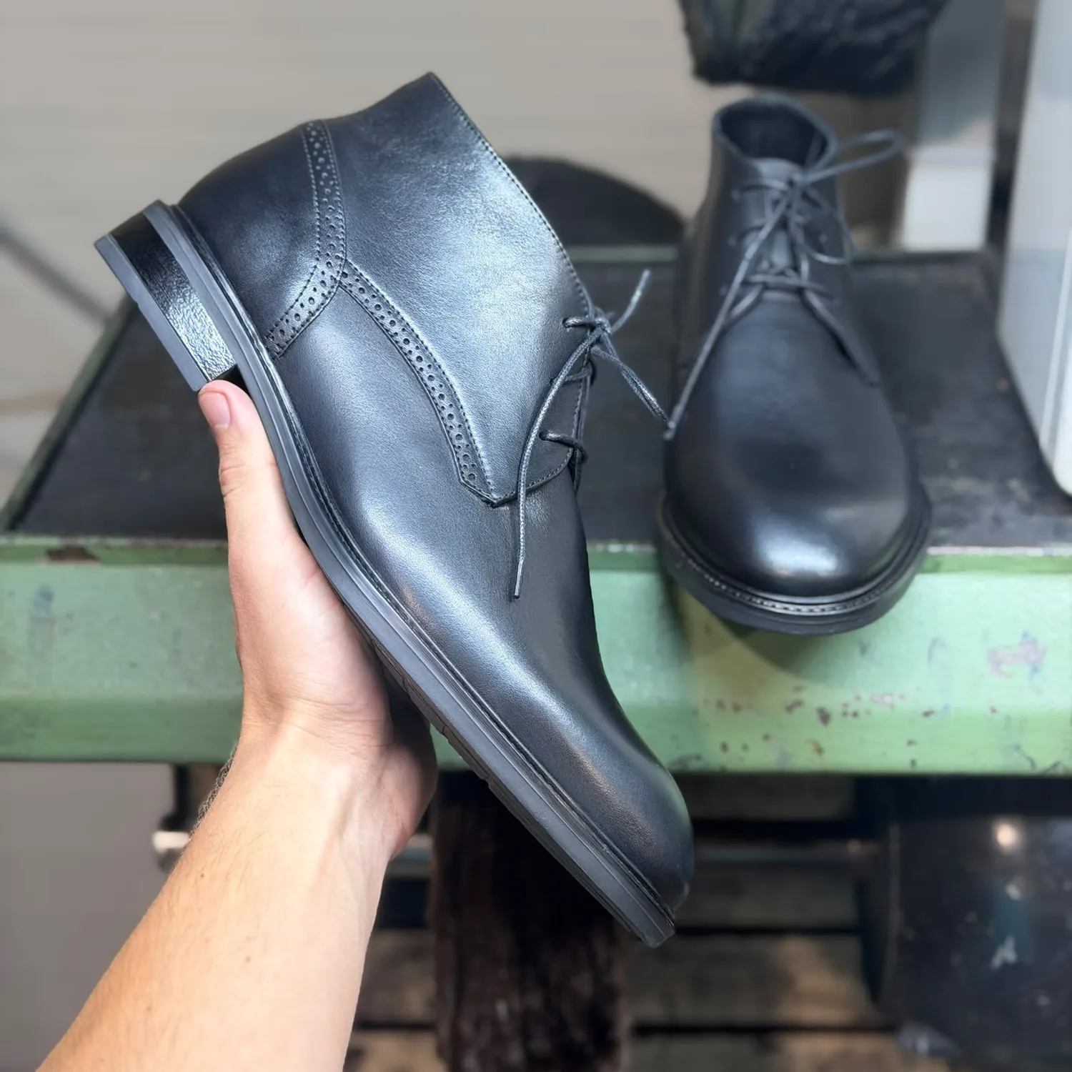Lucas Shoes 851 ghete bărbați negre piele naturală