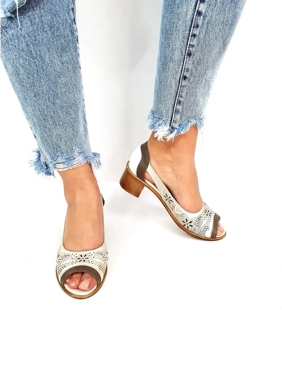 Catinca Shoes T1 BSG sandale damă piele bej-gri
